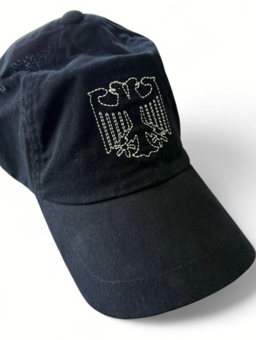 Yeezy Black Baseball Cap with Silver Eagle Stitching